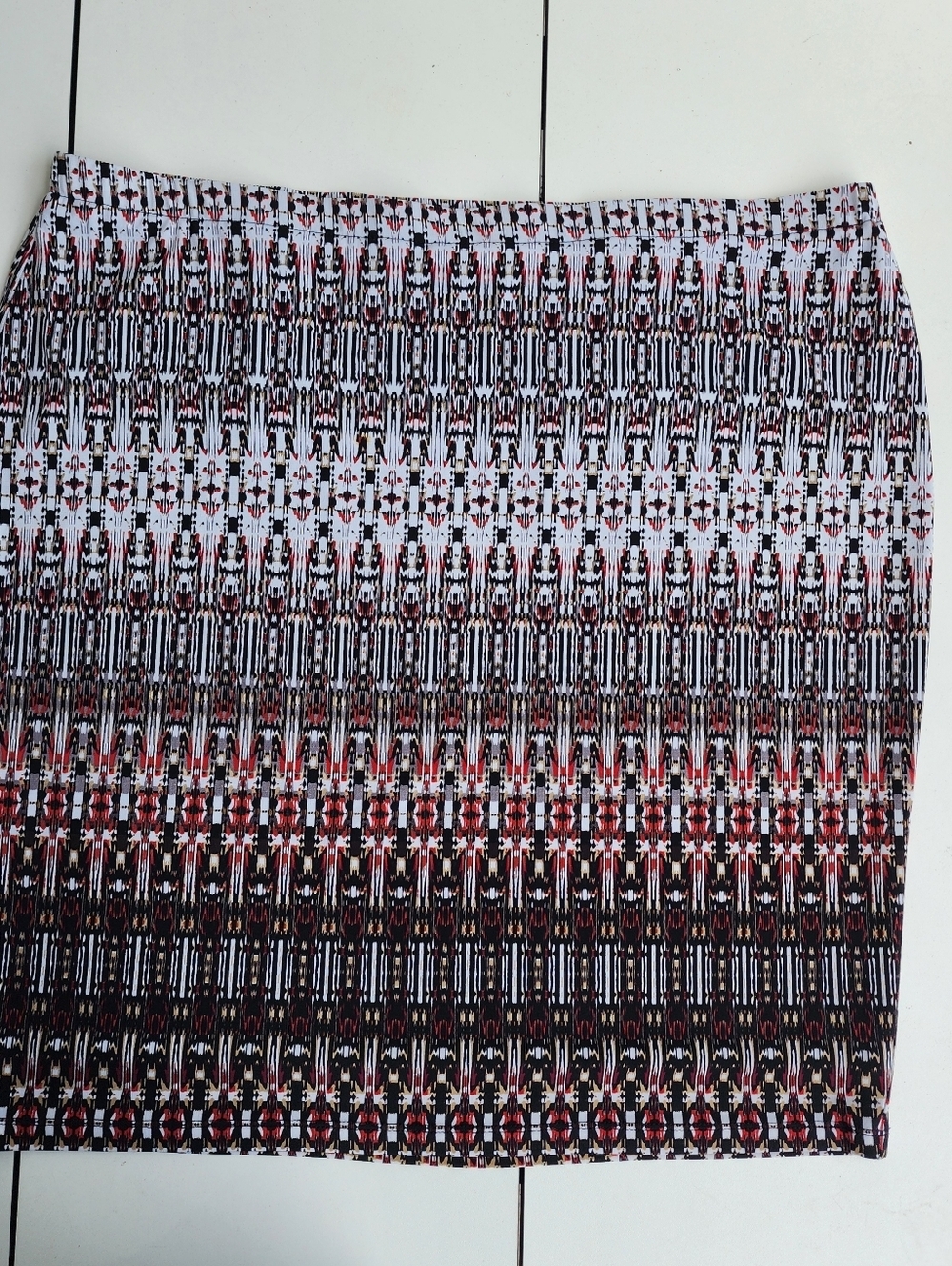 Rafaella Straight Skirt Multicolor Print Fully Lined Stretch Elastic Waist 2X